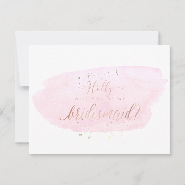 PixDezines Pink Watercolor Will You .. Bridesmaid Invitation (Front)