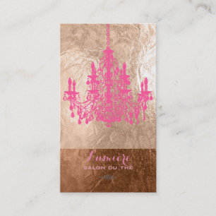 PixDezines Pink+White Chandelier/faux foil Business Card
