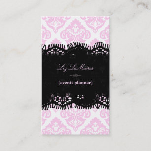 PixDezines Pink+White Olivia Damask/diy background Business Card