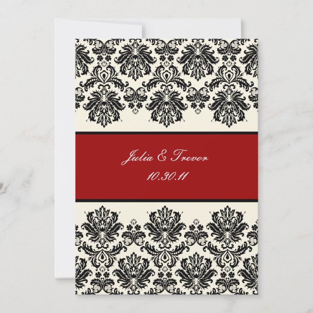 PixDezines Piqué, Damask / Black + Off White Invitation (Front)