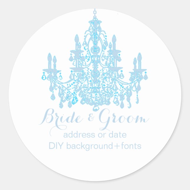 PixDezines placid blue chandelier Classic Round Sticker (Front)