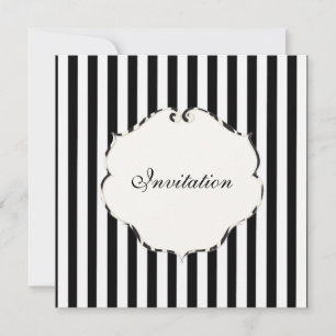 PixDezines Plain stripes black + white/zebra frame Invitation