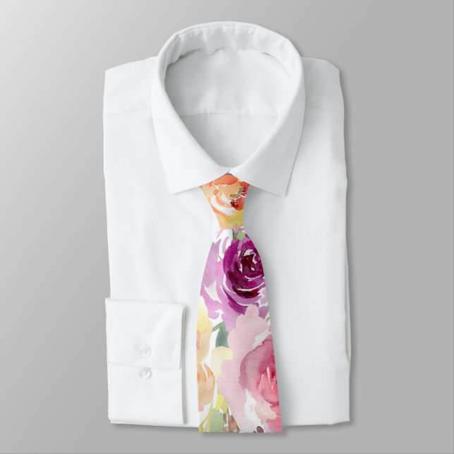 PixDezines Plum Summer Roses Tie (Tied)