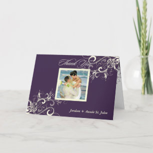 PixDezines Plum + Vanilla Swirls Photo Thank You Card