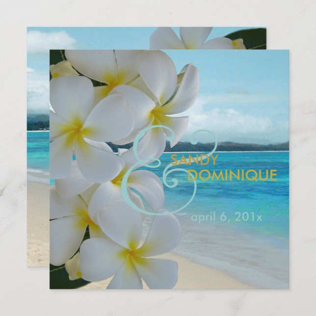 PixDezines PLUMERIA LEI/BEACH/TROPICAL/DIYfonts Invitation (Front/Back)