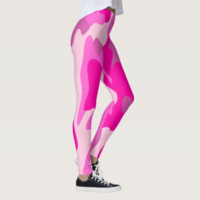 PixDezines Princess Camo, Flashy Hot Pink Leggings (Right)