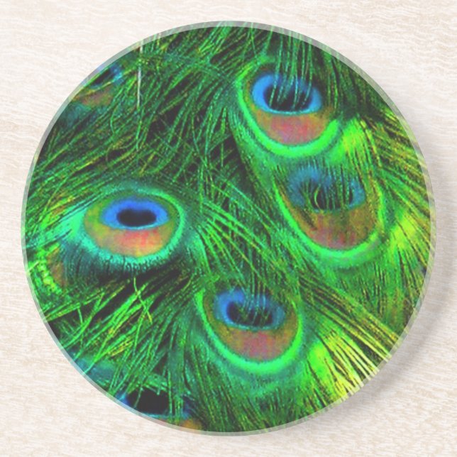 PixDezines Psychedelic Peacock Coaster (Front)