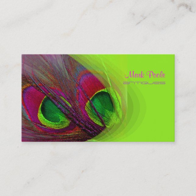PixDezines Psychedelic Peacock, Customise It! Business Card (Front)
