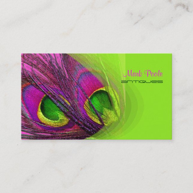 PixDezines Psychedelic Peacock, Customise It! Business Card (Front)