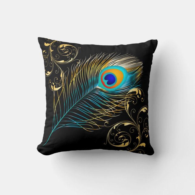 PixDezines psychedelic peacock/diy background Cushion (Front)