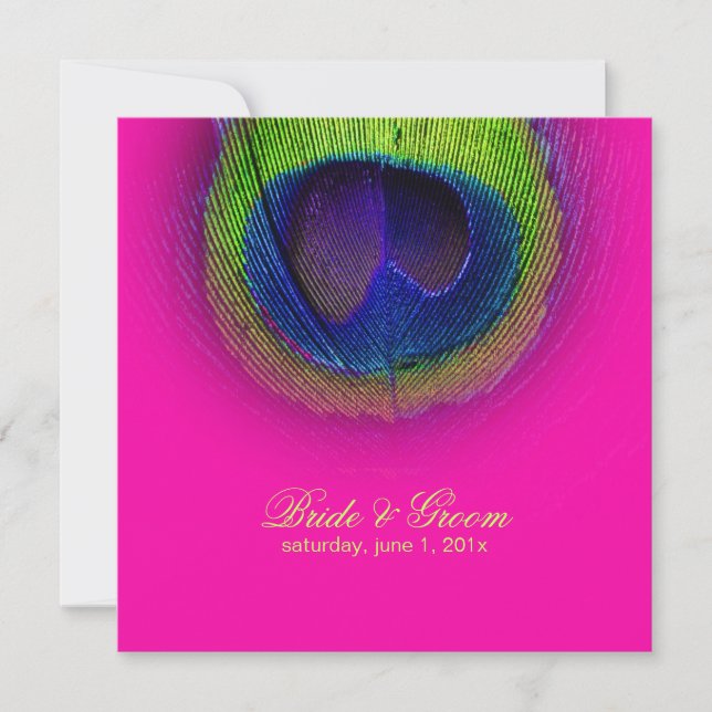 PixDezines psychedelic peacock eye/hot pink Invitation (Front)