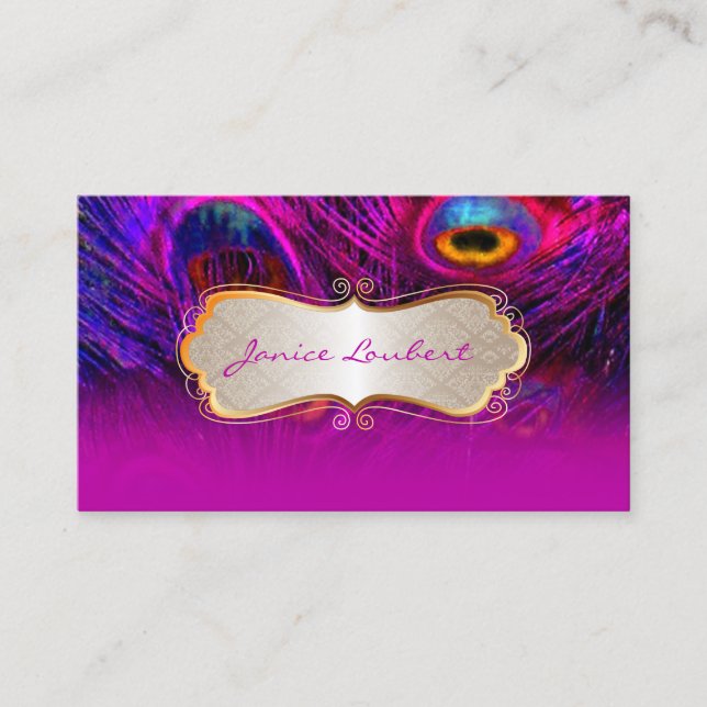 PixDezines psychedelic peacock+gold trim label Business Card (Front)