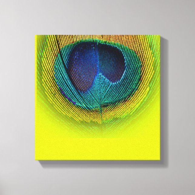 PixDezines Psychedelic Peacock, neon green, canvas Print (Front)