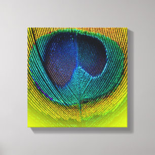 PixDezines Psychedelic Peacock, neon green, canvas Print