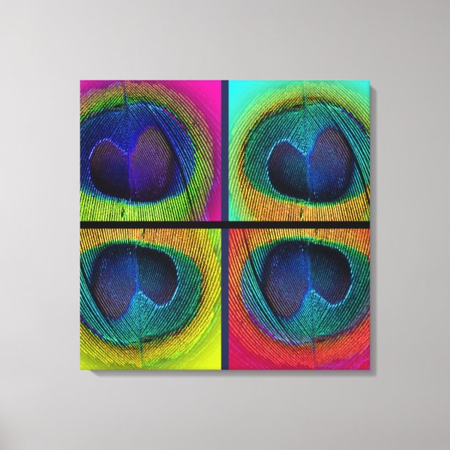 PixDezines Psychedelic Peacock, pop art on canvas Print (Front)
