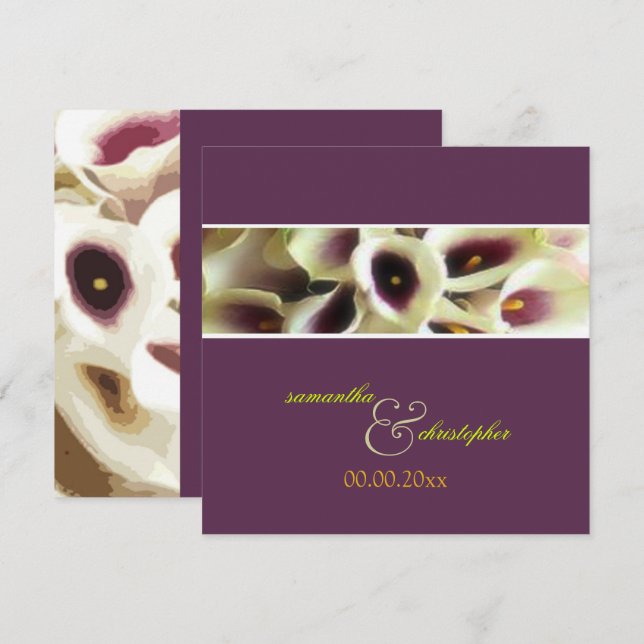 PixDezines purple calla lilies/diy colour Invitation (Front/Back)