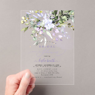PixDezines Purple Gum Eucalyptus Bridal Shower Acrylic Invitations