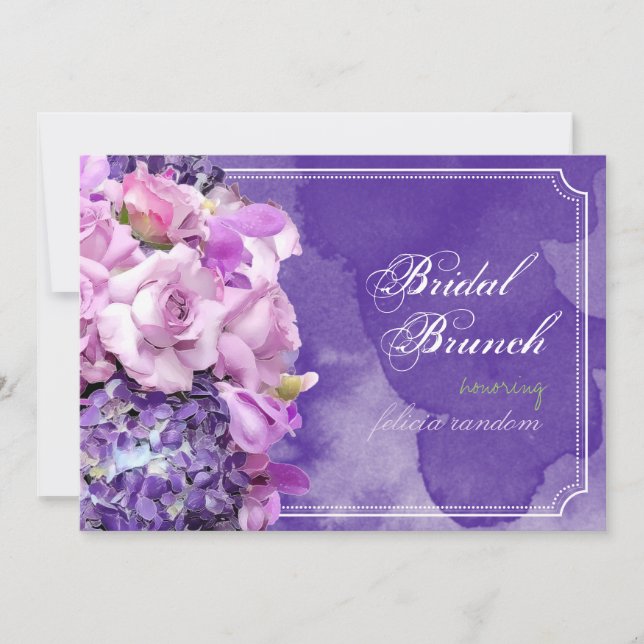 PixDezines purple roses/ hydrangeas/DIY event Invitation (Front)