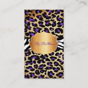 PixDezines purple vintage+cheetah+zebra Business Card