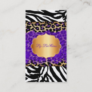 PixDezines purple vintage lace+cheetah+zebra Business Card