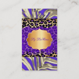 PixDezines purple vintage lace+cheetah+zebra Business Card