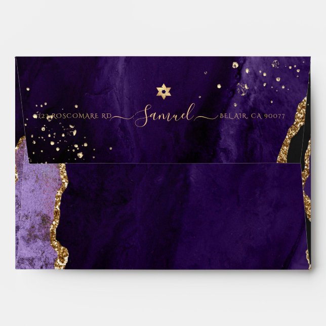 PixDezines Purple Watercolor Agate Envelope (Back (Top Flap))