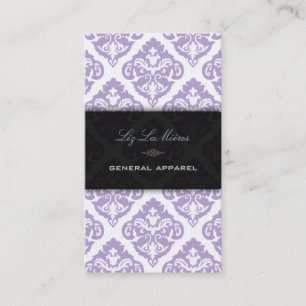PixDezines Purple + White Olivia Damask Business Card