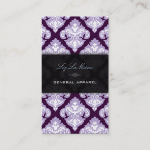 PixDezines Purple + White Olivia Damask Business Card