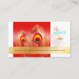 PixDezines Pzazz Peacock Feather for longevity Business Card