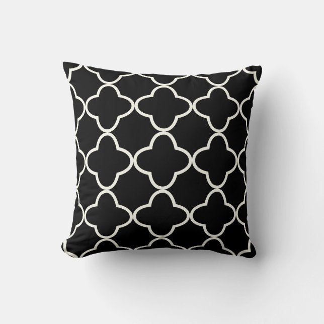 PixDezines Quatrefoil/DIY Colours/Cream/Black Cushion (Front)