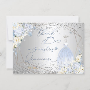 PixDezines Quinceanera Dusty Blue Dress Thank You  Invitation