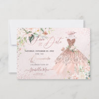 PixDezines Quinceanera Save the Date Rose Gold