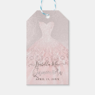 PixDezines Quinceanera Sparkle Gown, Blush Gift Tags