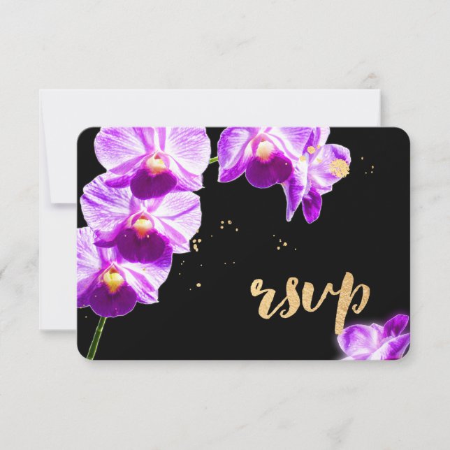 PixDezines Radiant Orchid/Floral/RSVP/DIY RSVP Card (Front)