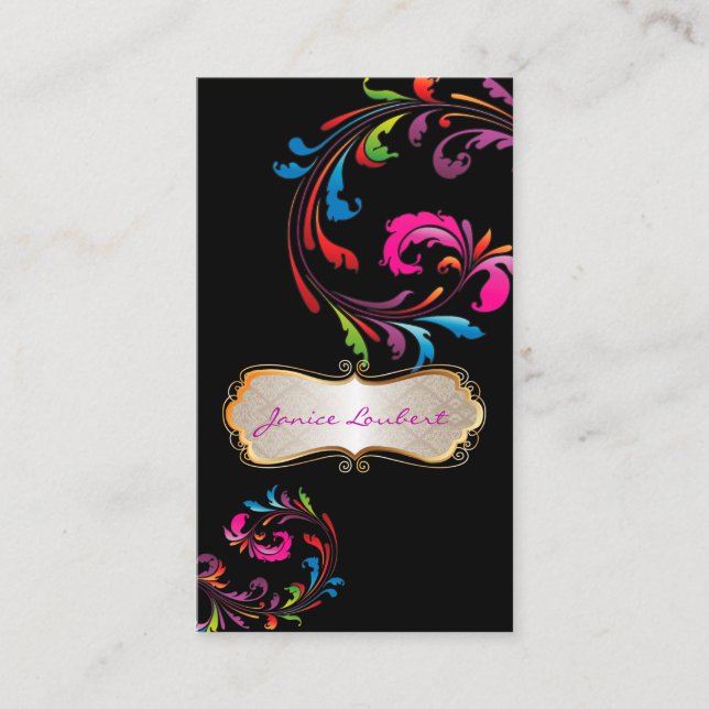 PixDezines Rainbow Swirls Business Card (Front)