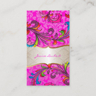 PixDezines Rainbow Swirls+flora damask/diy colour Business Card