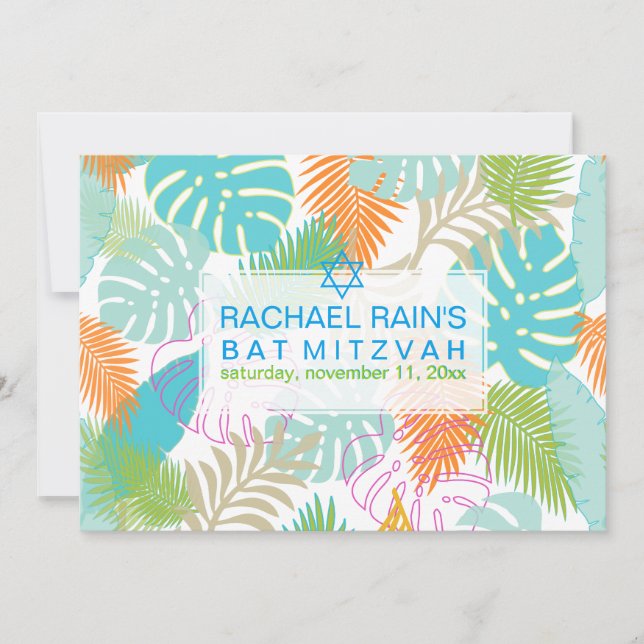 PixDezines rainforest bat mitzvah/luau Invitation (Front)