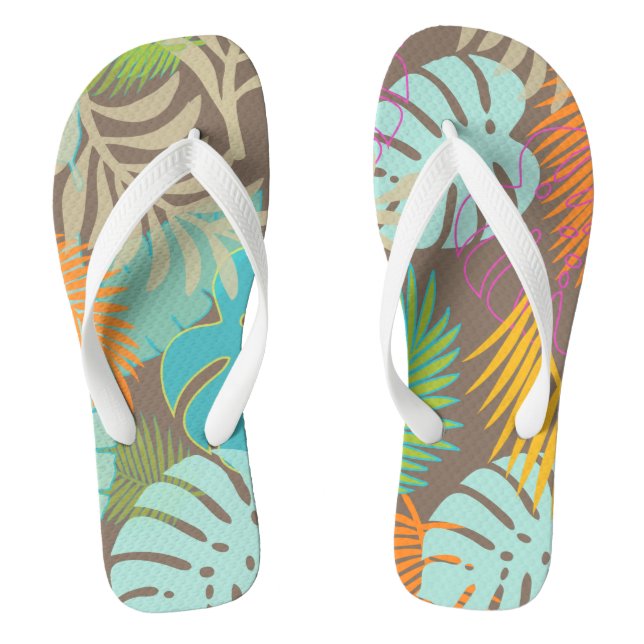 PixDezines rainforest/DIY background colour Jandals (Footbed)