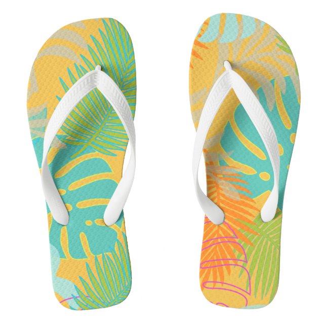 PixDezines rainforest/DIY background colour Jandals (Footbed)