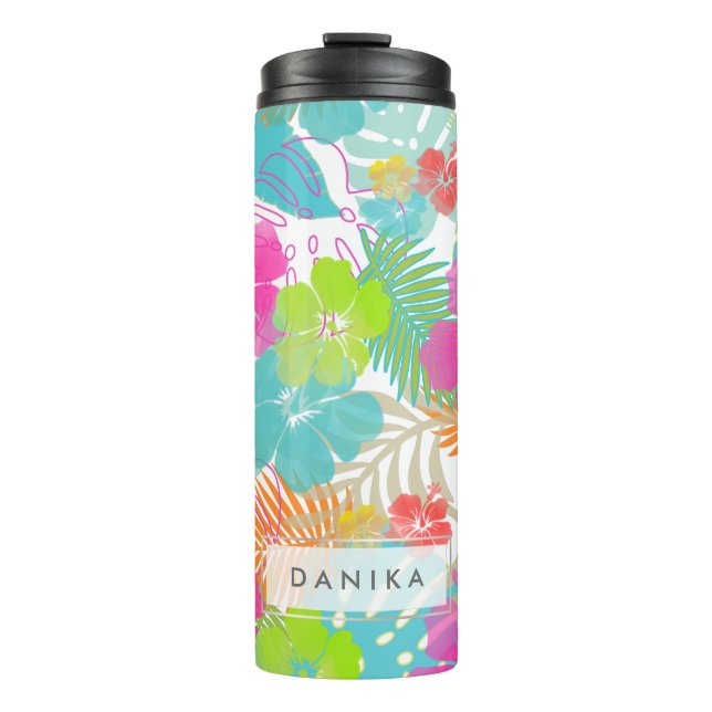 PixDezines Rainforest/Hibiscus/Orange/Yellow/Blue Thermal Tumbler (Front)