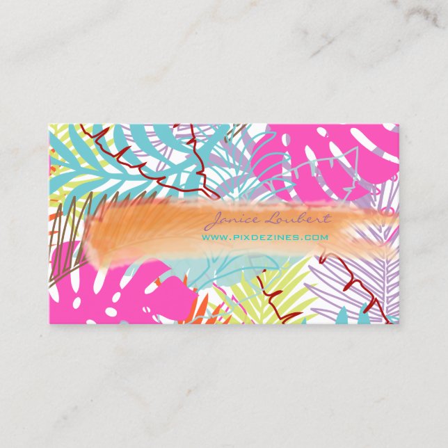 PixDezines rainforest/tropical foliage/DIY colour Business Card (Front)