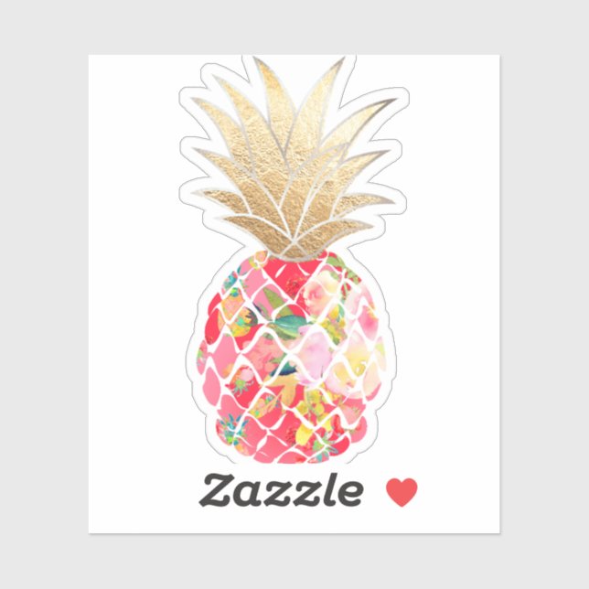 PixDezines Raspberry Aloha Pineapple, Faux Gold (Sheet)