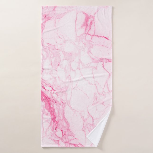 PixDezines Raspberry Pink Marble Veins Bath Towel Set (Bath Towel)