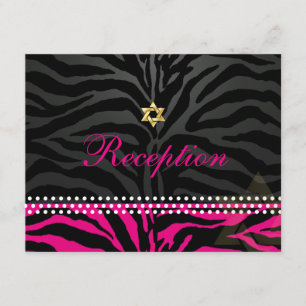 PixDezines reception/hot pink zebra/bat mitzvah Enclosure Card