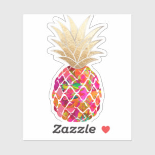 PixDezines Red Aloha Pineapple, Faux Gold