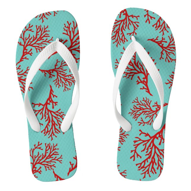 PixDezines red corals/DIY colours Jandals (Footbed)