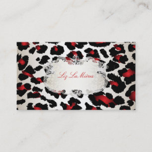 PixDezines red leopard/champagne Business Card