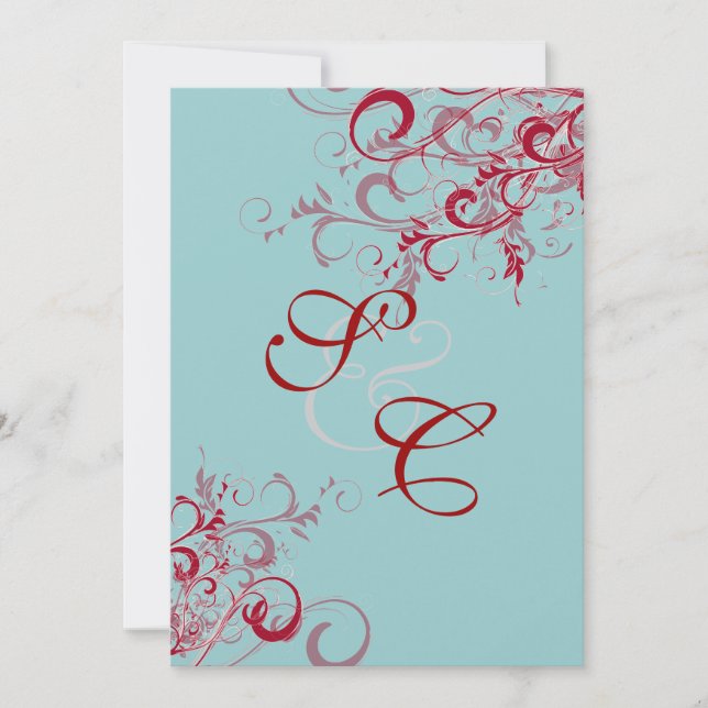 PixDezines Red Swirls/DIY BACKGROUND Invitation (Front)