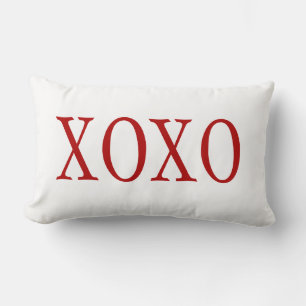 PixDezines RED XOXO/DIY background colour Lumbar Cushion