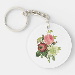 PixDezines redoute clementine, anemone Key Ring